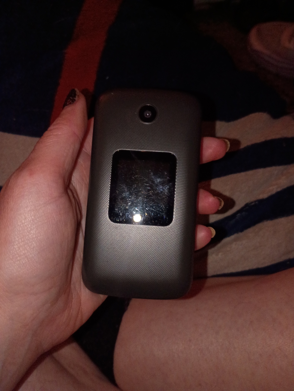 Gray Flip Phone with External Display